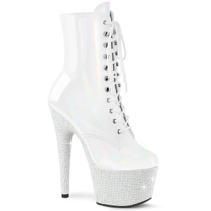 BEJ-1020-7 - 18 cm botines de tac�n altos pleaser strass blanco