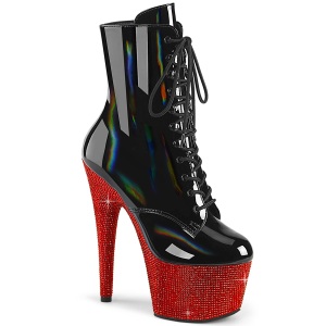 BEJ-1020-7 - 18 cm botines de tac�n altos pleaser strass negro rojo