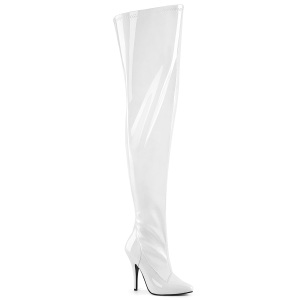 Blanco 13 cm SEDUCE-3000WC botas altas de caña ancha elásticos