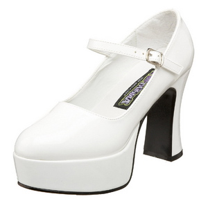 Blanco Charol 11 cm MARYJANE-50 Mary Jane Plataforma Zapatos de Salón