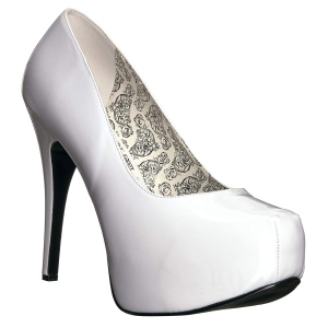 Blanco Charol 14,5 cm Burlesque TEEZE-06W zapatos de salón pies anchos hombre
