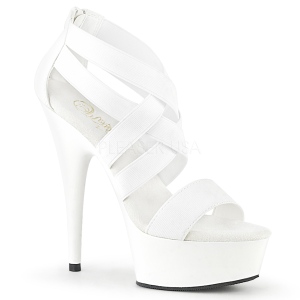 Blanco banda elástica 15 cm DELIGHT-669 calzado pleaser con tacón de mujer