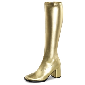Botas oro charol 7,5 cm GOGO-300 botas de tacón alto para los hombres