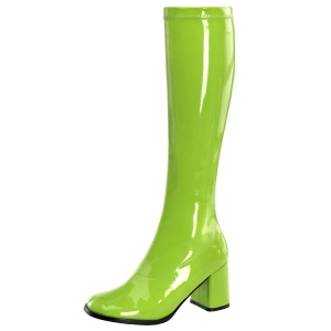 Botas verdes charol 7,5 cm GOGO-300 botas de tacón alto para los hombres