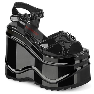Charol 15 cm Demonia WAVE-09 lolita zapatos sandalias con cuña alta plataforma