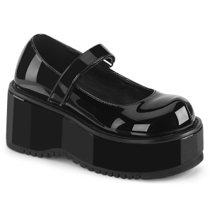 Charol 8,5 cm DemoniaCult DOLLIE-01 zapatos de salón mary jane negros