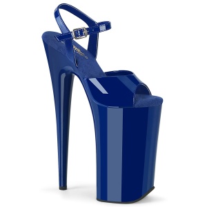 Charol azules 25,5 cm BEYOND-009 zapatos plataforma tacones muy altos extremos