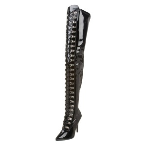 Charol negros 13 cm SEDUCE-3024 botas altas tacón de aguja para hombres