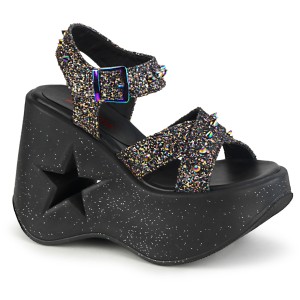 Glitter 13 cm DemoniaCult DYNAMITE-02 lolita zapatos sandalias con cuña alta