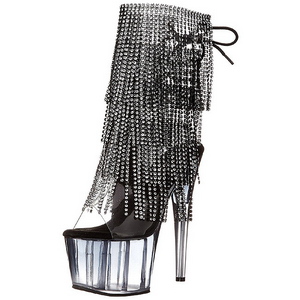 Negro 18 cm ADORE-1017RSFT botines con flecos de mujer tac�n altos