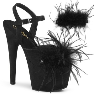 Negro 18 cm ADORE-709F sandalias de tac�n con plumas pole dance