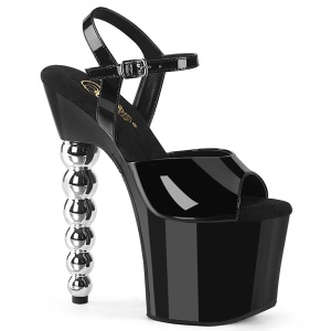 Negro 18 cm BLISS-709 plataforma sandalias de tac�n con cuentas alto