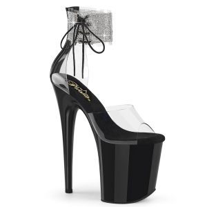Negro 20 cm FLAMINGO-824RS tacones altos con correa al tobillo