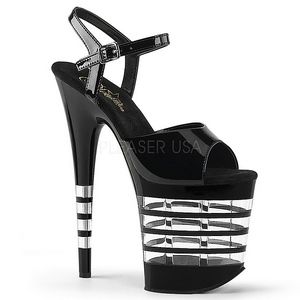 Negro 20 cm Pleaser FLAMINGO-809LN Tacones Altos Plataforma