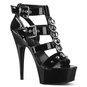 Negro Charol 15 cm DELIGHT-658 Zapatos pleaser con tacones altos