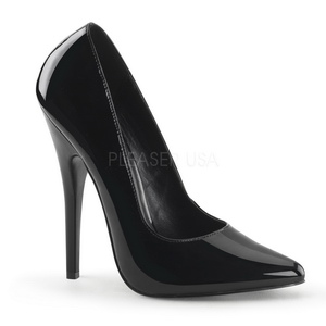 Negro Charol 15 cm DOMINA-420 zapatos puntiagudos con tacón de aguja