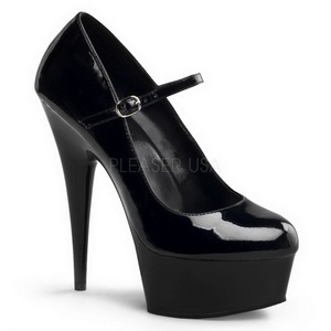 Negro Charol 15 cm PLEASER DELIGHT-687 Plataforma Zapatos de Salón