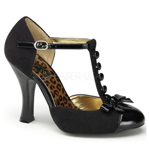 Negro Gamuza 10 cm SMITTEN-10 Rockabilly zapatos de salón tacón bajo