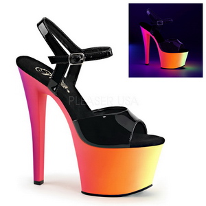 Negro Lacado 18 cm RAINBOW-309UV Sandalias Mujer Plataforma Neon