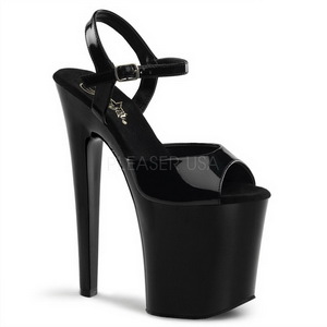 Negro Lacado 20 cm Pleaser XTREME-809 Tacones Altos Plataforma