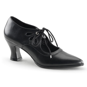 Negro Mate 7 cm retro vintage VICTORIAN-03 zapatos de salón tacón bajo
