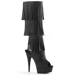 Negro Polipiel 15 cm DELIGHT-2019-3 botas con flecos de mujer tacón altos