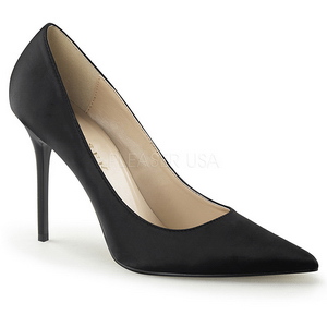 Negro Satinado 10 cm CLASSIQUE-20 zapatos de stilettos tallas grandes