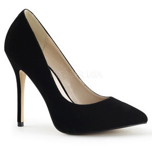 Negro Terciopelo 13 cm AMUSE-20 zapatos tacón de aguja puntiagudos