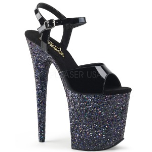 Negro purpurina 20 cm Pleaser FLAMINGO-809LG Zapatos con tacones pole dance