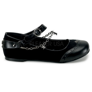 Negros DAISY-07 góticos zapatos de bailarina planos tacón