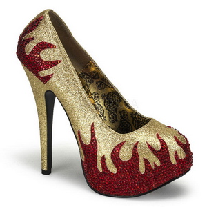 Oro Piedras Brillantes 14,5 cm Burlesque TEEZE-27 Zapatos de tacón altos mujer