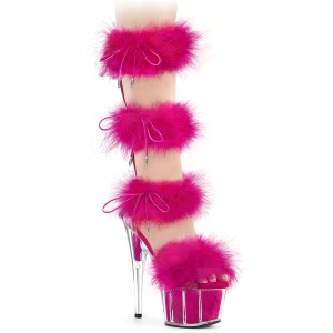 Pink 18 cm ADORE-728F sandalias de tacn con plumas pole dance
