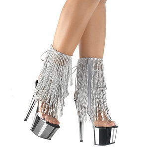 Plata 18 cm ADORE-1017RSF botines con flecos de mujer tac�n altos