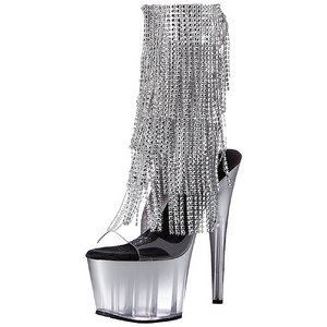 Plata 18 cm ADORE-1017RSFT botines con flecos de mujer tac�n altos