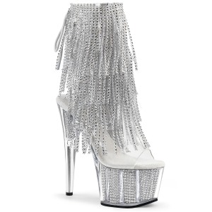 Plata 18 cm ADORE-1017SRS botines con flecos de mujer tac�n altos