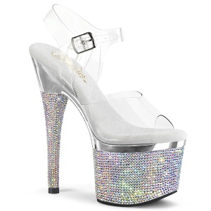 Plata 18 cm ESTEEM-708DM-2 plataforma zapatos de tac�n con piedras