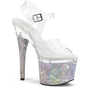 Plata 18 cm ESTEEM-708DM plataforma zapatos de tac�n con piedras