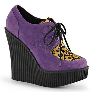 Purpura Polipiel CREEPER-304 zapatos de cuñas creepers mujer
