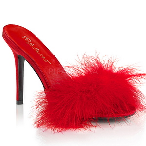 Rojo 10 cm CLASSIQUE-01F pantuflas tacón alto mujer con plumas de marabu