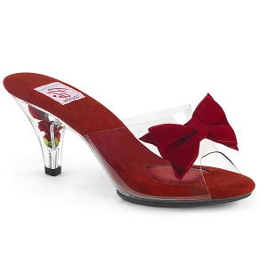 Rojo 7,5 cm BELLE-301BOW Pantuflas de tacón con corbata de moño