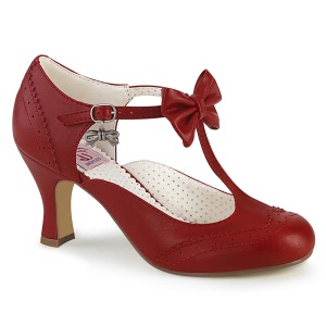 Rojo 7,5 cm retro vintage FLAPPER-11 Pinup zapatos de salón tacón bajo