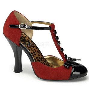 Rojo Gamuza 10 cm SMITTEN-10 Rockabilly zapatos de salón tacón bajo