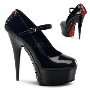 Rojo Negro 15,5 cm DELIGHT-687FH Mary Jane Zapatos de Salón