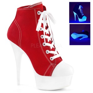 Rojo Neon 15 cm DELIGHT-600SK-02 Zapatos de lona con tacón