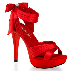 Rojo Satinado 13 cm COCKTAIL-568 Zapatos de Tacón Alto