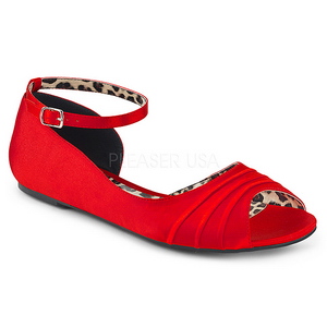 Rojo Satinado ANNA-03 zapatos de bailarinas tallas grandes