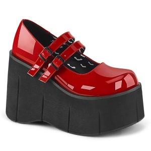 Rojo Vegano 11,5 cm DEMONIA KERA-08 zapatos de salón mary jane plataforma