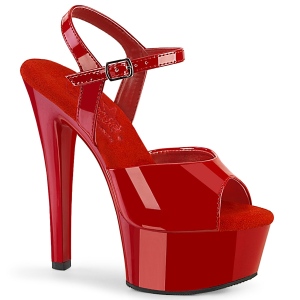 Rojo sandalias pleaser con plataforma 15 cm GLEAM-609