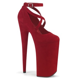 Rojo vegano suede 25,5 cm BEYOND-087FS zapatos de salón plataforma tacones extremos