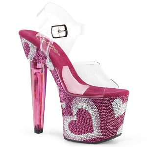 Rosa 18 cm LOVESICK-708HEART Zapatos tac�n altos mujer Piedras Brillantes